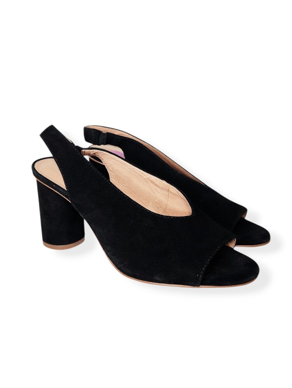 Madewell Alana Black Suede Leather Open-Toe Slingback Heels Women's Size 8.5